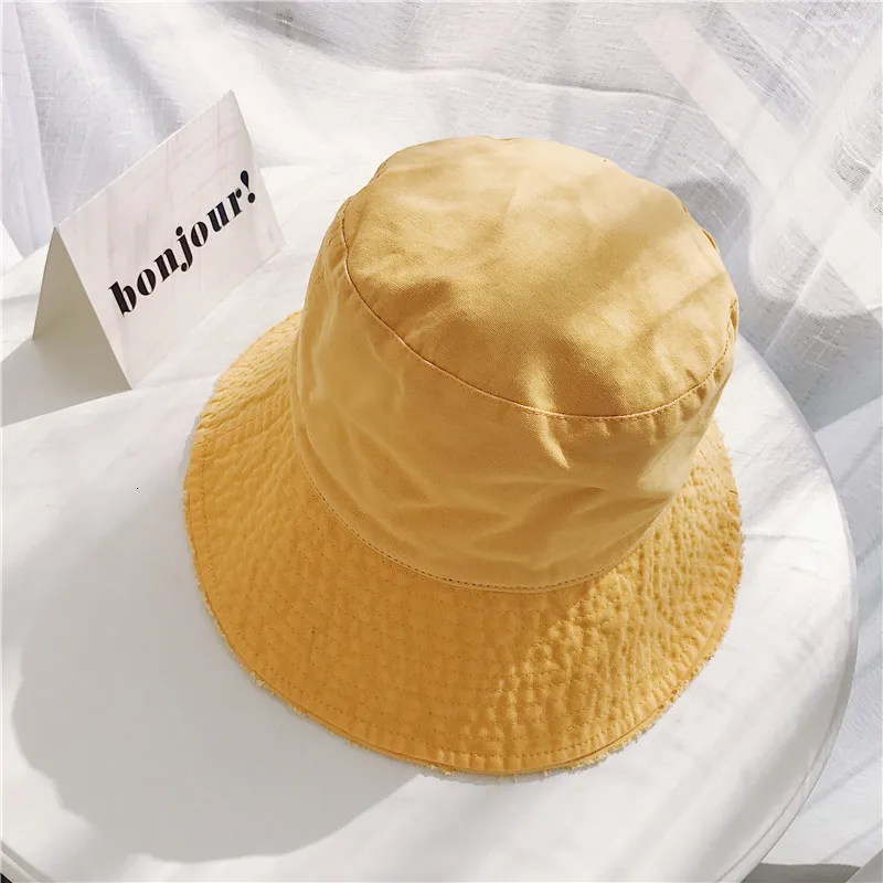 yellow Вельветовые однотонные шерстяные шляпы-ведерки для девочек, козырек от солнца, Женская Твердая шляпа, простая Джокер, шапочка для бассейна, мягкая верхняя Повседневная шапочка для мытья воды - Цвет: yellow