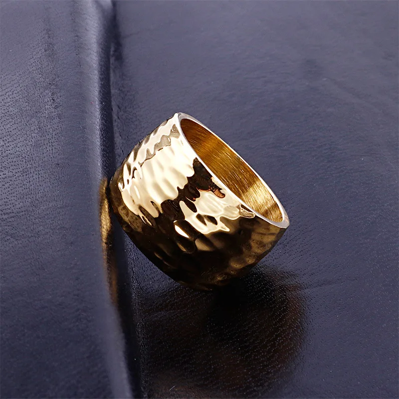 Gold Color Ring Gold Color Titanium Wave Ring for Women Highly Polished Stainless Steel Shiny 10mm Wide Ring