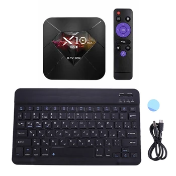 

1 Pcs Russian Ultra-Thin Bluetooth 3.0 Wireless Keyboard & 1 Pcs R-Tv Box X10 Plus Android 9.0 Smart Tv Box (Eu Plug)