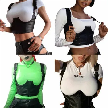 

Womens Adjustable Belt PU Leather Solid Color Shaper Brace Support Belt Vest Back Chest Posture Corrector Brace Support Shoulder