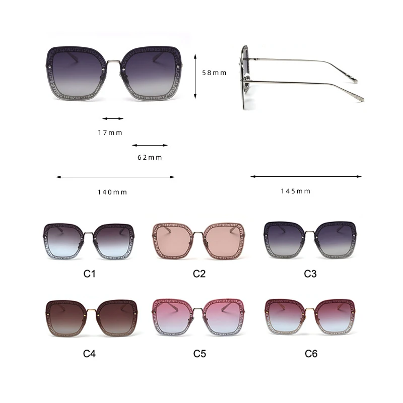 HBK Square Rimless Sunglasses Women Paris Luxury Sun glasses Man Brand Fashion Letter Hollow Out Vintage INS Glasses