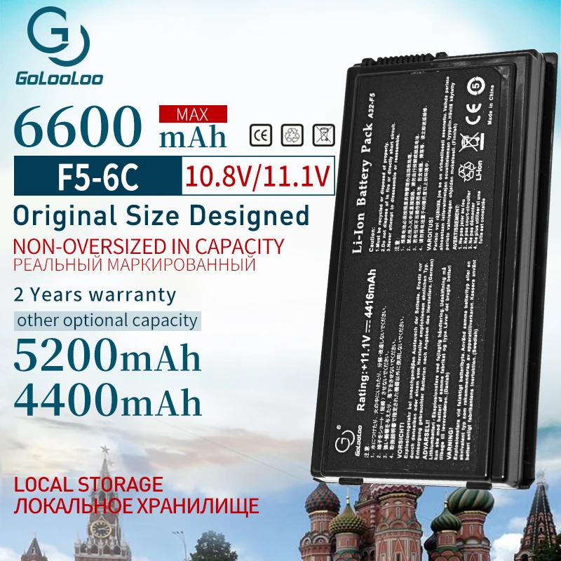 4400 мА/ч, 11,1 В 6 ячеек Аккумулятор для ноутбука ASUS A32-F5 F5 F5GL F5C F5M F5N F5RA F5RI F5SL F5Sr F5V F5VI F5VL X50RL X50SL X50V X59