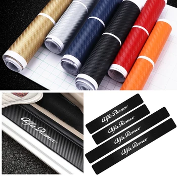 

4PCS Car Door Sill Threshold Protector Sticker Carbon Fiber Scratch Guard Decal for Alfa Romeo Giulia Stelvio Mito Giulietta TZ3