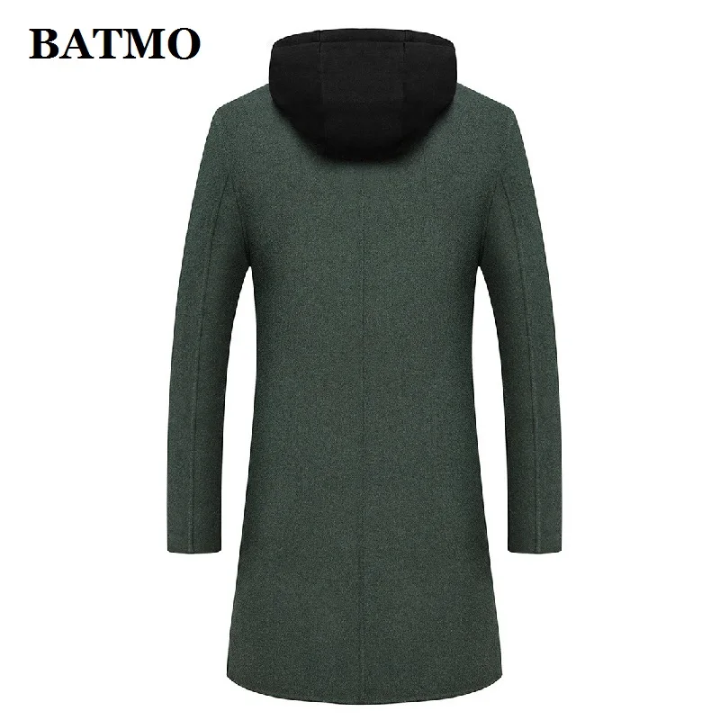 BATMO 80% шерстяное пальто с капюшоном для мужчин, мужские зимние шерстяные Длинные куртки, размер M, L, XL, XXL, XXXL LB01
