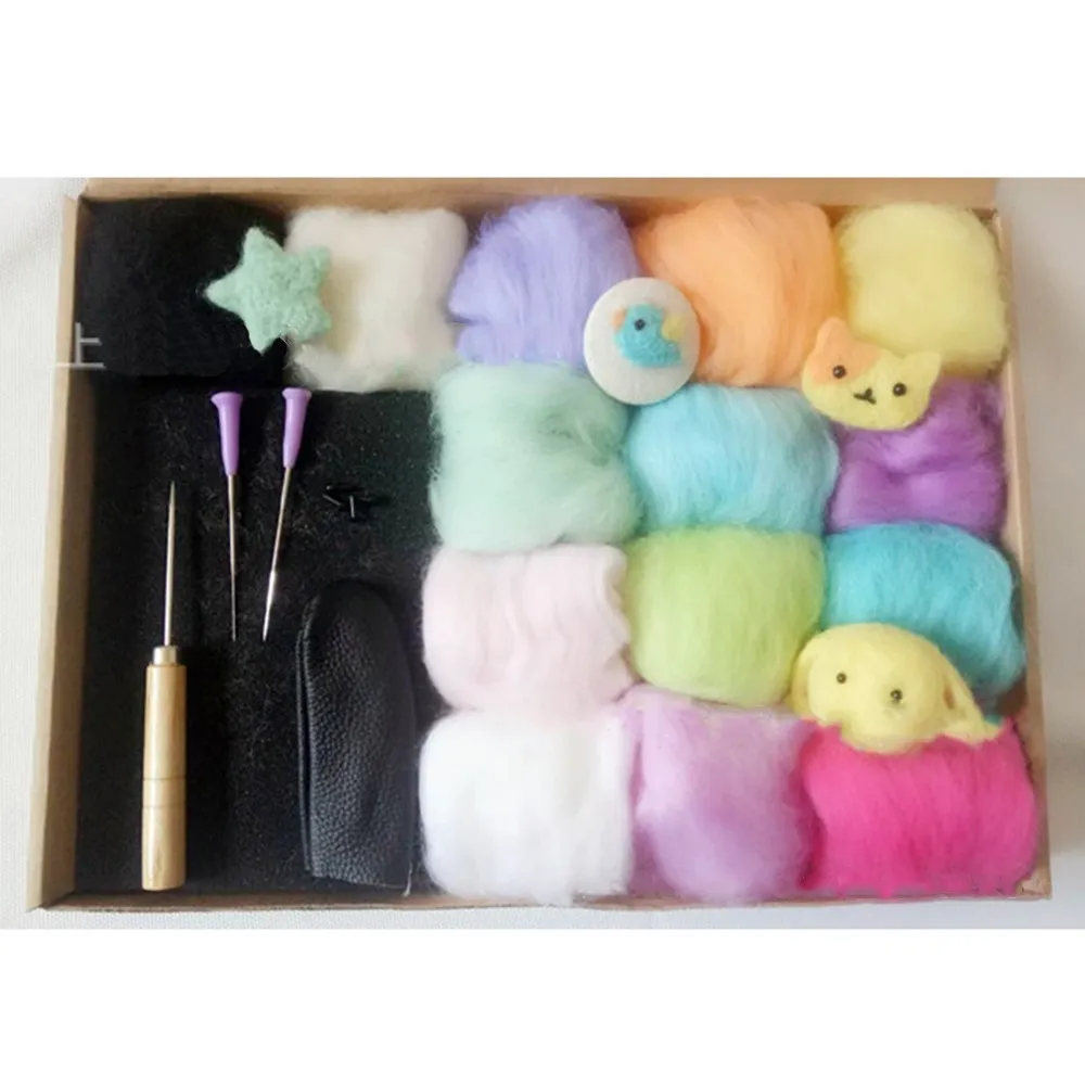 

Embroidery Punch Needle Wool Embroidered Kit Beginner Wool Felt Poke Stamp Material Set Manual DIY Sewing Knitting Tool Set