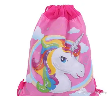 

Cartoon Unicorn Non-woven Drawstring Bags Girls Princess Kids Theme Backpack Candy Bags School backpack Birthday Party Gifts