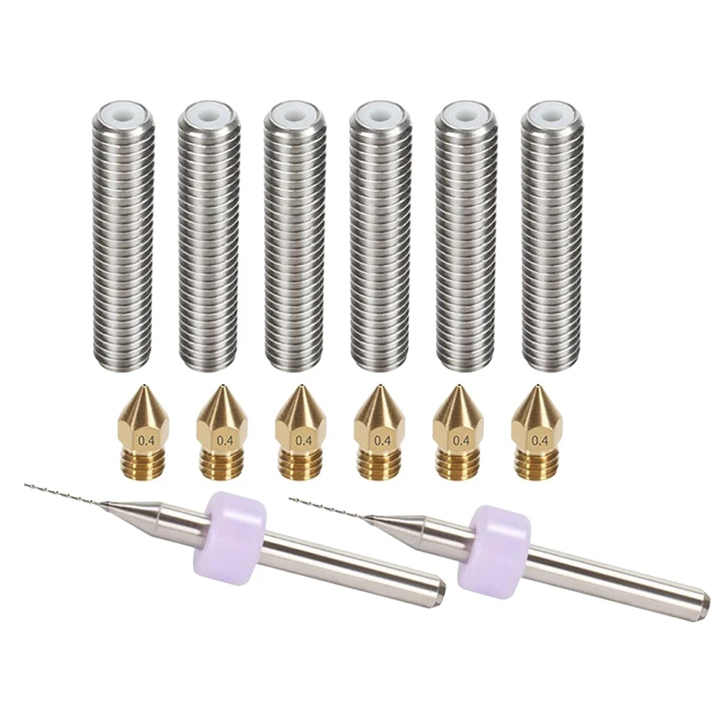 New-14Pcs 3D Printer Head Tool Kit 0.4mm Nozzle Extruder Print Heads + 1.75mm Throat Tube Cleaning Drill Bits | Компьютеры и офис