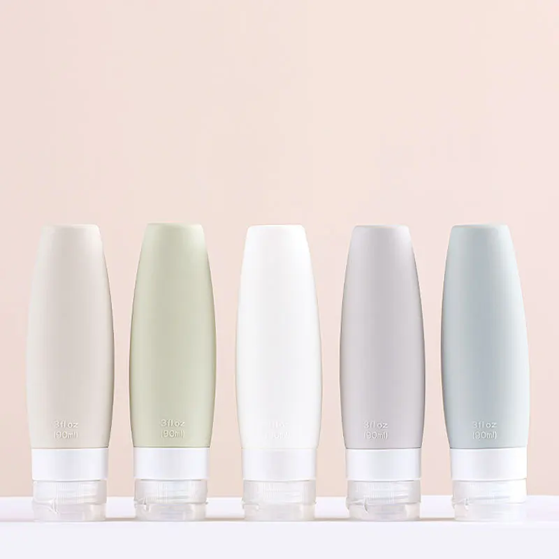 4Pcs 60/90ml Silicone Bottling Travel Toiletry Set Sub-bottled Cosmetic Bottling Shampoo Bottle Bathroom Washing Suit