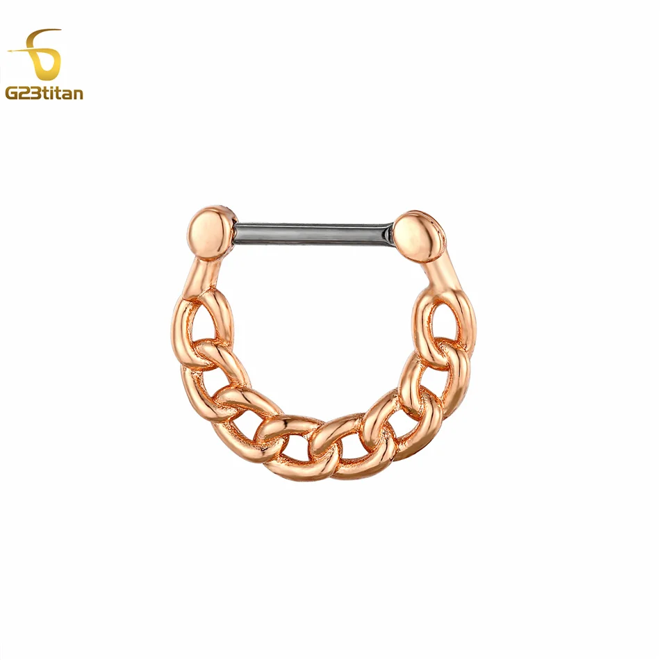 G23 titanium Nose Ring Septum Clicker Chain Daith Earrings Hoop Nipple Ear Cartilage Tragus Lip Stud 16g Piercing Body Jewelry - Image 6