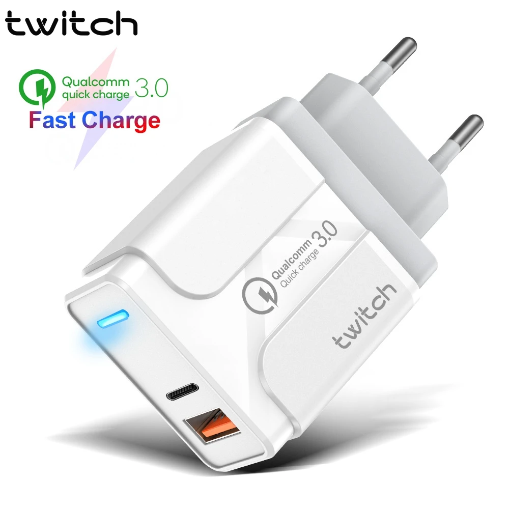Зарядное устройство Twitch 36 Вт USB быстрая зарядка 4 0 3 PD вилка стандарта США ЕС
