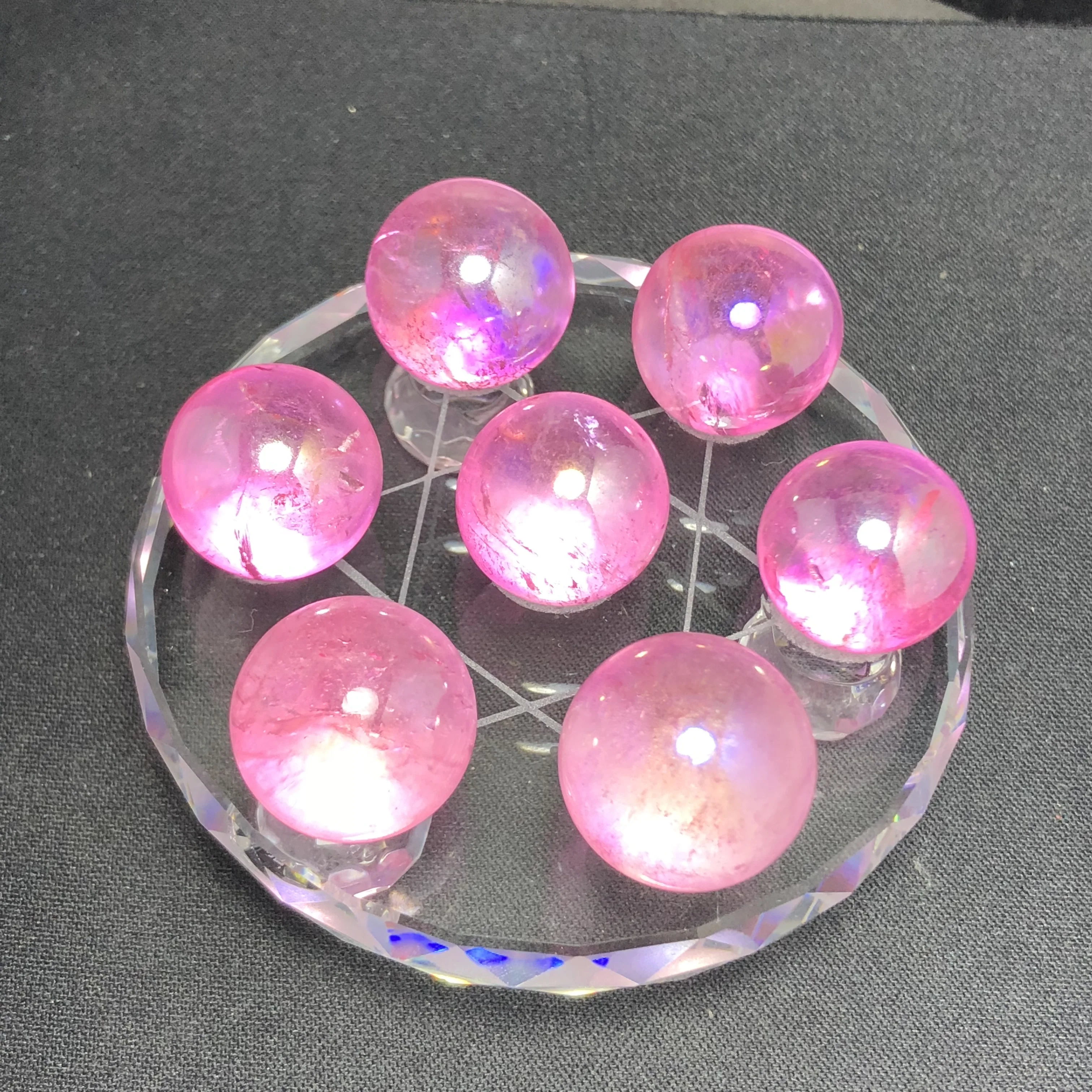 

Natural Rose Quartz Seven Star Array Quartz Crystal Ball Wicca,Reiki meditation Crystal Decoration Chakra Healing Crystal Set