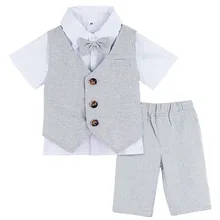 

Baby Wedding Clothing Set Infant Formal Outfit Toddler Christening Suit Boys Summer Clothes 3PCS