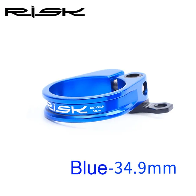 RISK 31,8/34,9 мм MTB велосипедный Подседельный штырь зажим с кабельным органайзером ультралегкий Замок Подседельный штырь для велосипеда Зажимы Подседельный штырь для шоссейного велосипеда - Цвет: 34.9mm Blue