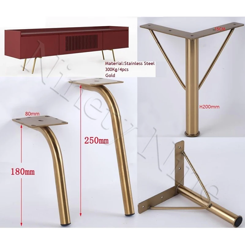 2 шт./партия, лаконичный Североевропейский журнальный столик из нержавеющей стали, бар, ТВ, шкаф для одежды, диван, ножки, золото