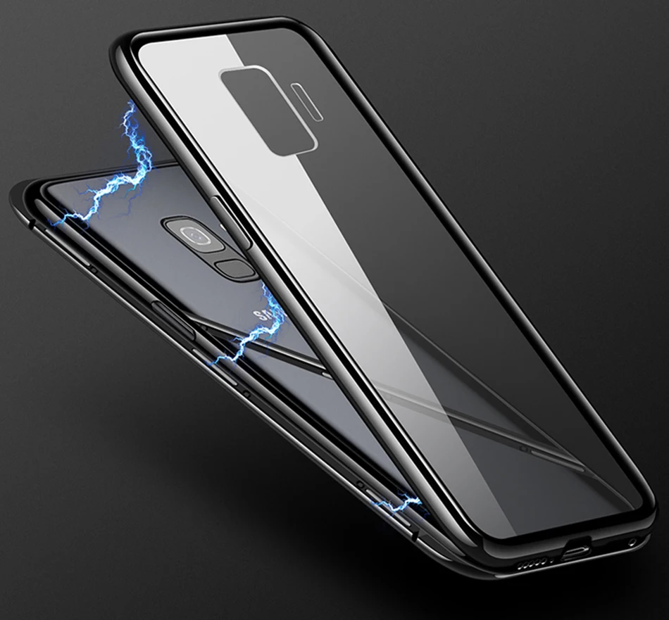 Металлический магнитный адсорбционный чехол для samsung Galaxy Note 10 S8 S9 S10 Plus S10E S7 Edge Note 8 9 A50, закаленное стекло, Магнитная крышка