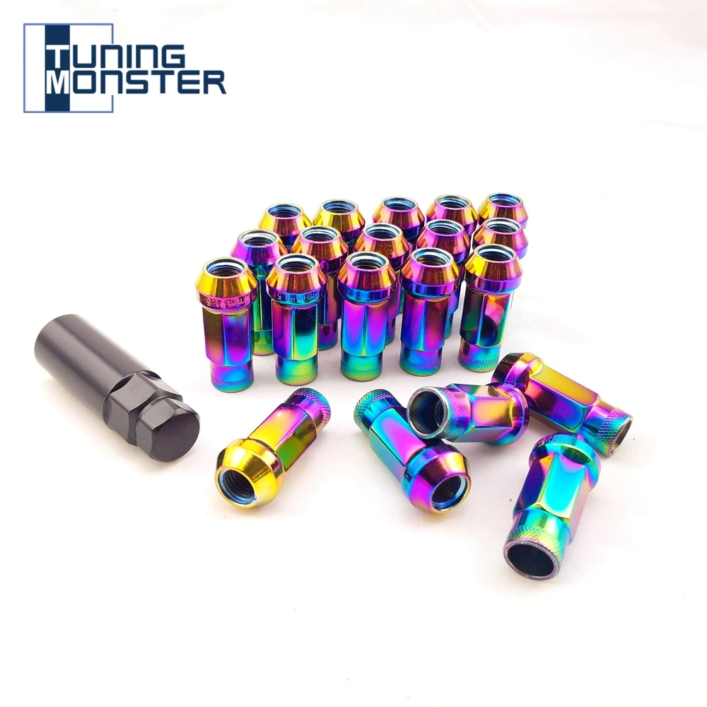 Wheel Lug Bolts 20 Pcs Muteki SR48 Steel Wheel Lug Nuts Length 48mm M12x1.5/M12x1.25 Neo Chrome