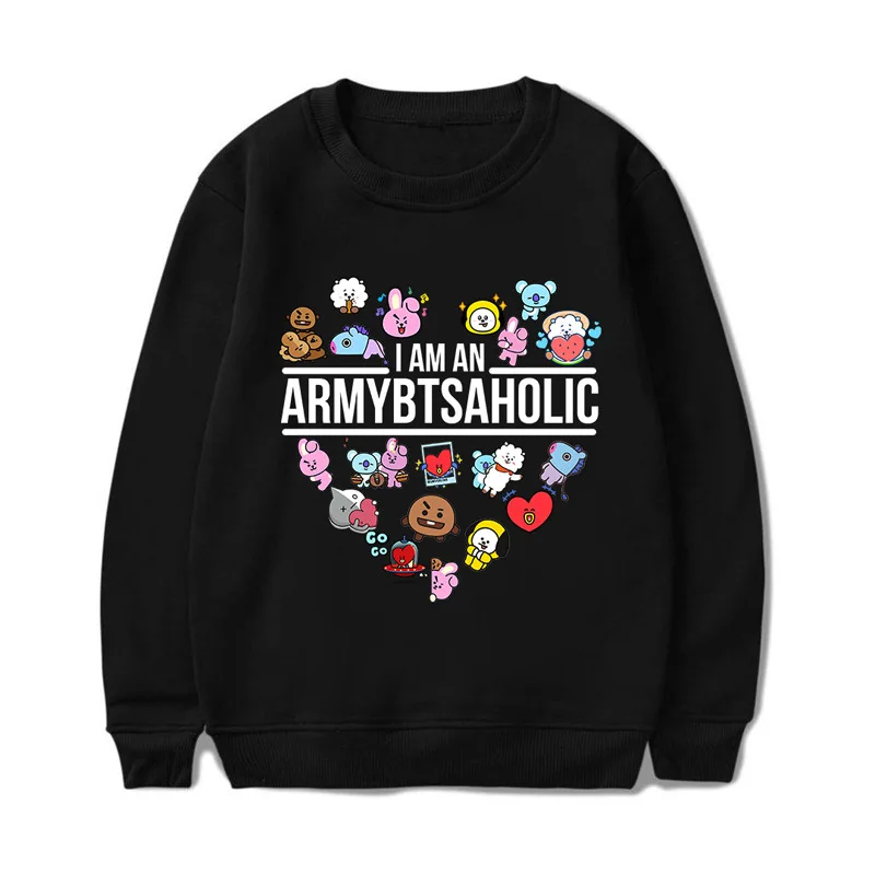 Серия BTS, армейский свитер в европейском и американском стиле,, модный Свободный Повседневный свитер с круглым вырезом и рисунком сердца для мужчин и женщин