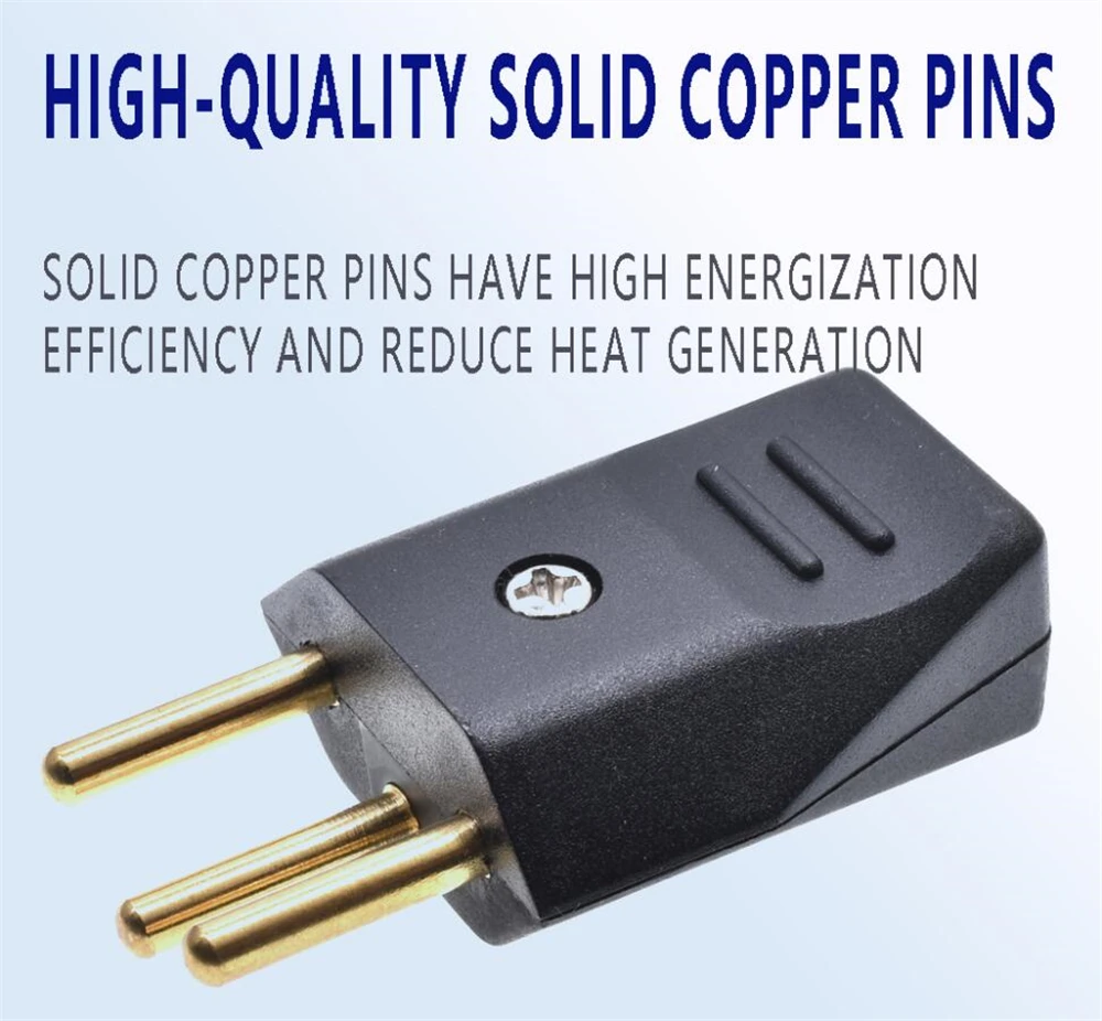 Pure Copper Power Cord Plug 250V 10A Brazil Standard Electrician Assembly Power Plug Detachable Wiring Switzerland CE Rohs Power Plug Socket