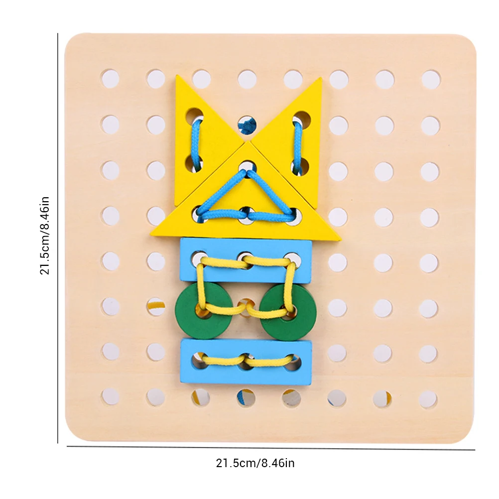 Baby Creative Education Toys Wooden Lace Board Puzzle Block Stringing Threading Toy Educational Gift For Children