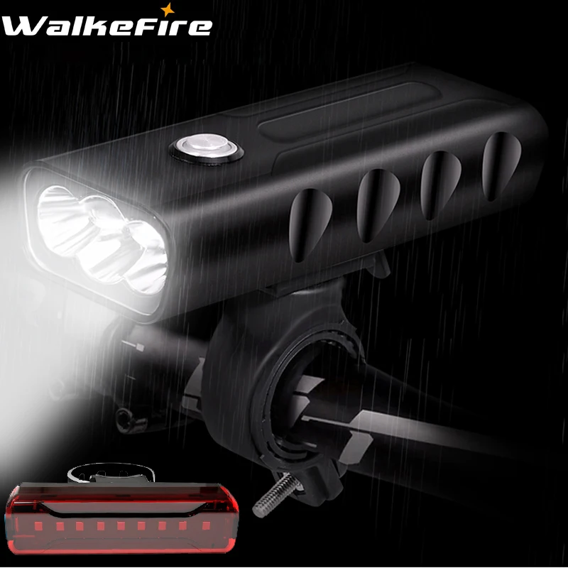 

3*T6/L2 Multifunctional Bright LED 3 Light Modes Waterproof Rechargeable Flashlight Bicycle Light with Tail Light