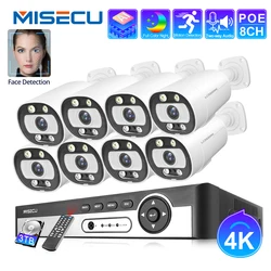 MISECU – caméra de Surveillance intelligente 4K Ultra HD 8MP POE NVR, Kit de détection faciale humaine Ai, pour l'extérieur, ensemble de vidéosurveillance étanche à domicile 