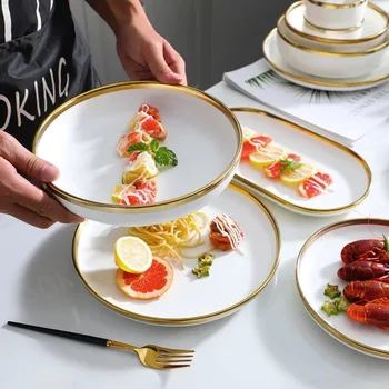 

Factory Direct Sales Nordic Light Luxury Phnom Penh Ceramic Tableware Set Housewarming Gift Set