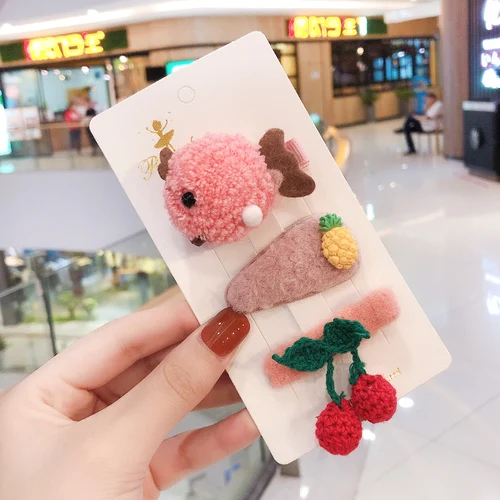 Pink fish-3 Pcs Raindo 10 шт./кор. изящное нижнее белье с принтом из мультиков для девочек кашемировые Мягкая безрукавка с искусственным мехом заколки милые детские Заколки для волос Дети Мода женские аксессуары для волос - Цвет: Pink fish-3 Pcs