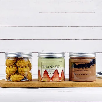 

10pcs High quality transparent disposable plastic cups 350ml small cookie dessert baking packaging jar with silver aluminum lid