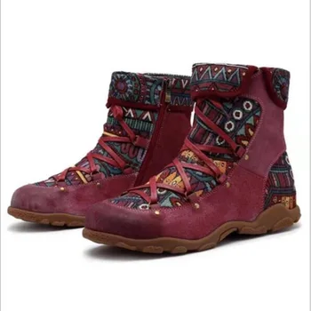 

National style big size short boots women 2020 new versatile anti slip side zipper round head barefoot trend