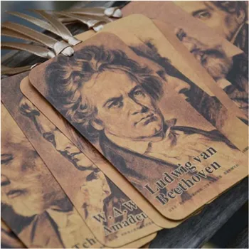 

10 Pcs/Set World Famous Musician Retro Cardboard Bookmark Mona Lisa Book Holder Gift Stationery
