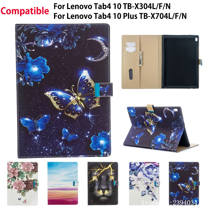 Чехол для Lenovo TAB4 Tab 4 10 ТБ-X304L TB-X304F/N Модный чехол-бабочка Plus TB-X704L TB-X704F | Компьютеры и