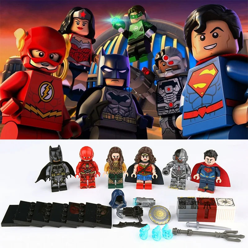

DC Justice League Batman Wonder Woman Superman Aquaman Building Mini figure movie Mini figure Fit for Legos Bricks Children Toy