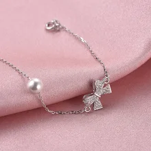 CB2162 Корейский S925 стерлингового серебра моды бабочка жемчужный браслет