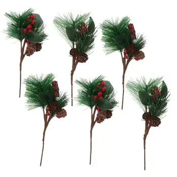 

6pcs Pine Berry Beautiful Artificial Decorative Ornament Christmas Berries Pine for Banquet