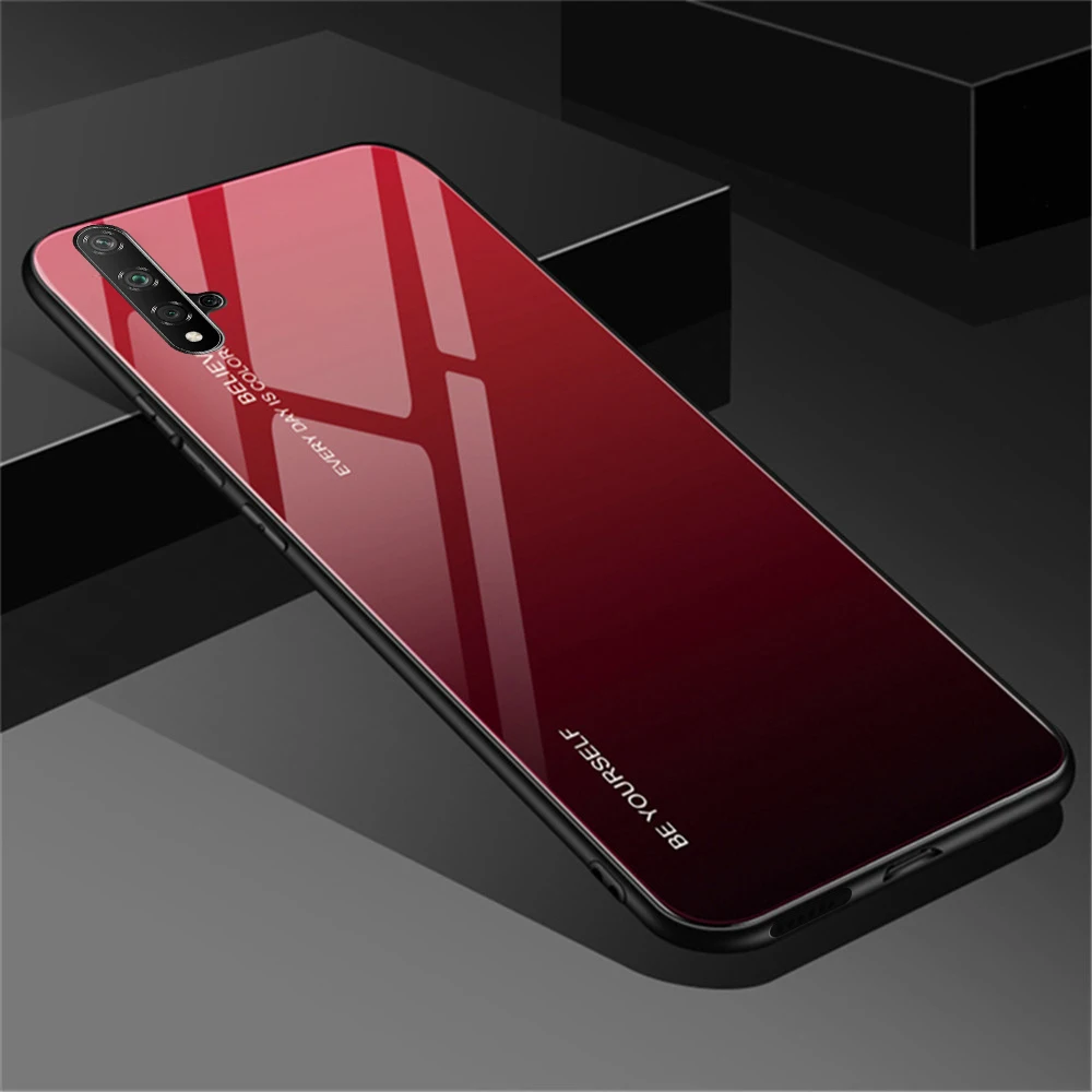 Стеклянный чехол для huawei Nova 5 t, чехол, роскошный градиентный чехол из закаленного стекла, чехол для huawei Nova 5 t Global, чехол для телефона