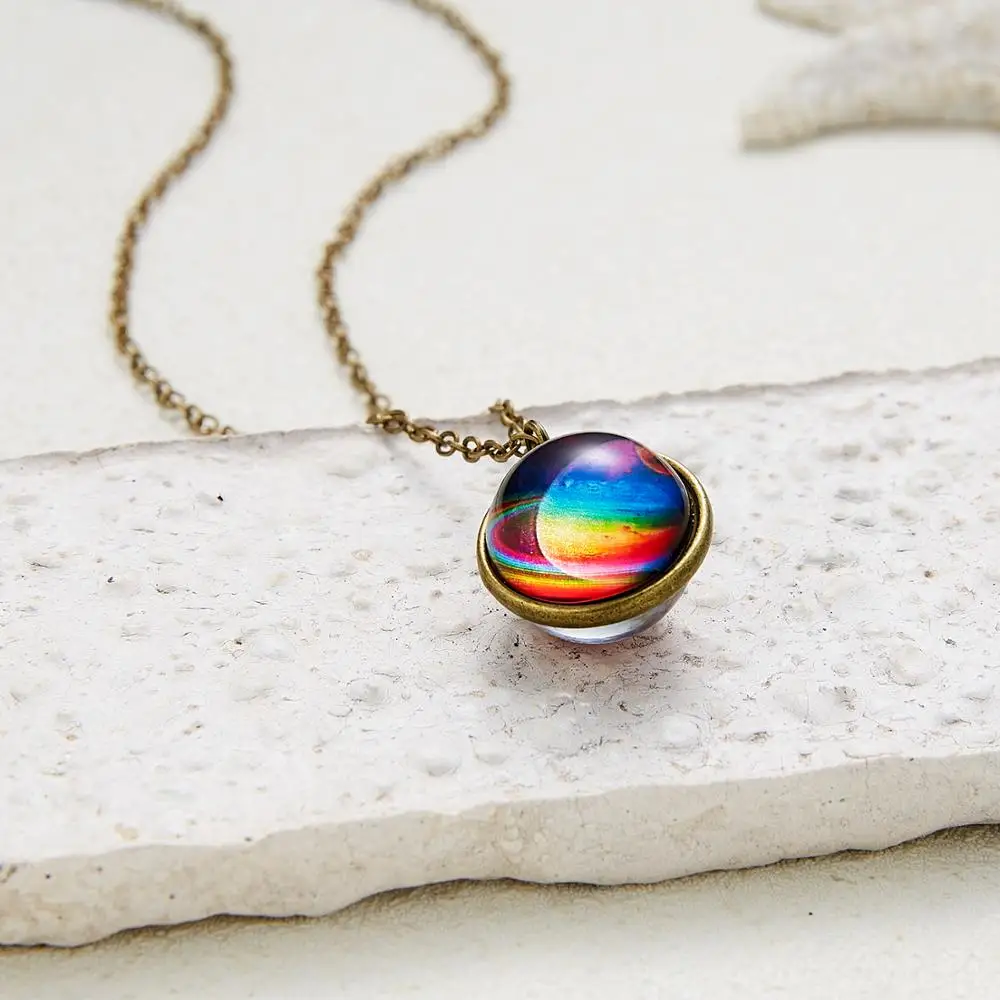 12 Color Galaxy Double Sided Pendant Necklace Glow in the