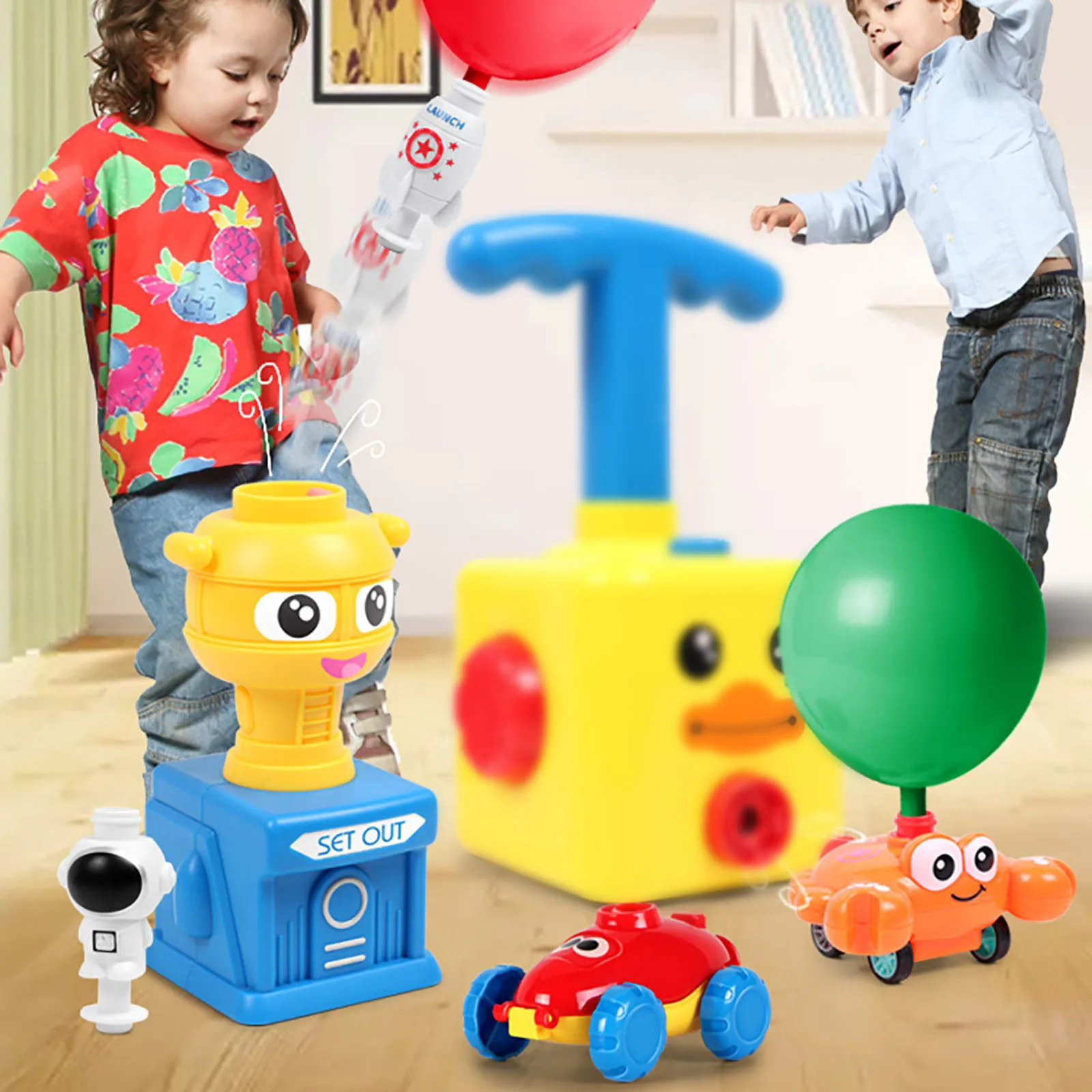 Rocket Spaceman Power Balloon Car Toy Inertial launcher Education Science Experiment Puzzle Fun Toys for Children | Игрушки и хобби