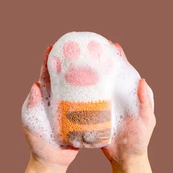 Esponja de algodón para baño, exfoliante con forma de Pata de Gato, para ducha de bebé, belleza exfoliante, cuidado de la piel, esponja para limpieza facial, Bola de baño de Spa