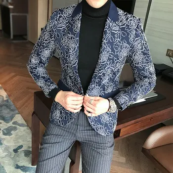 

Fashion Classic Jacquard Suit Men Jacket Slim Fit Mens Suit Jackets Size S M 4XL 5XL Classic Business Banquet Men Blazer Coat