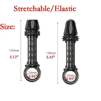 Silicone Male Penis Sleeve Enlarge Strap on Ball Stretcher Bondage Cock Ring Extender Sleeve Reusable Intimate Sex Toy 2
