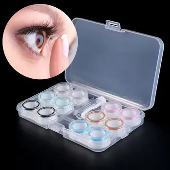 

1 Set Contact Lens Case Box 6 Boxes Simple Transparent Leakproof Portable Storage Eye Care Kit Organizer Container F3MD