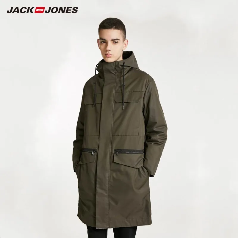 JackJones Мужская парка с капюшоном пальто Длинная стеганая куртка Тренч пальто мужская одежда 218409507 - Цвет: Utility Green