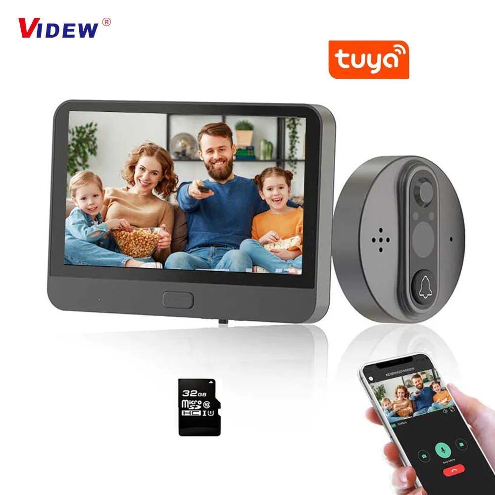 VIDEW WiFi Video Door Peephole Camera Doorbell Viewer with LCD Monitor