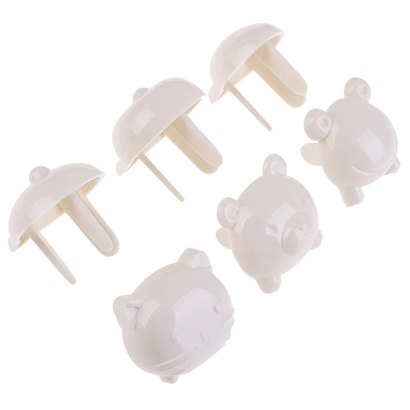 6 шт. милые животные Дети Электрическая безопасность заглушка для розетки крышки 2/3 фаза детская безопасность продукта наборы евро стандарт - Цвет: white