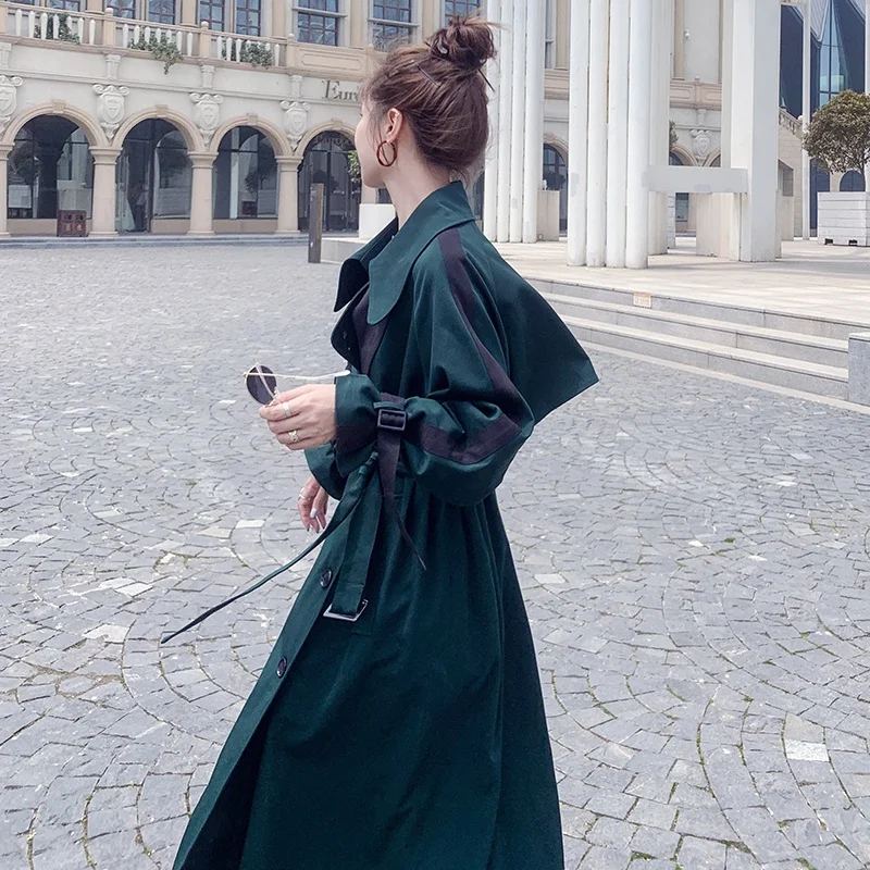 Women's trench coat 2020 autumn stitching contrast