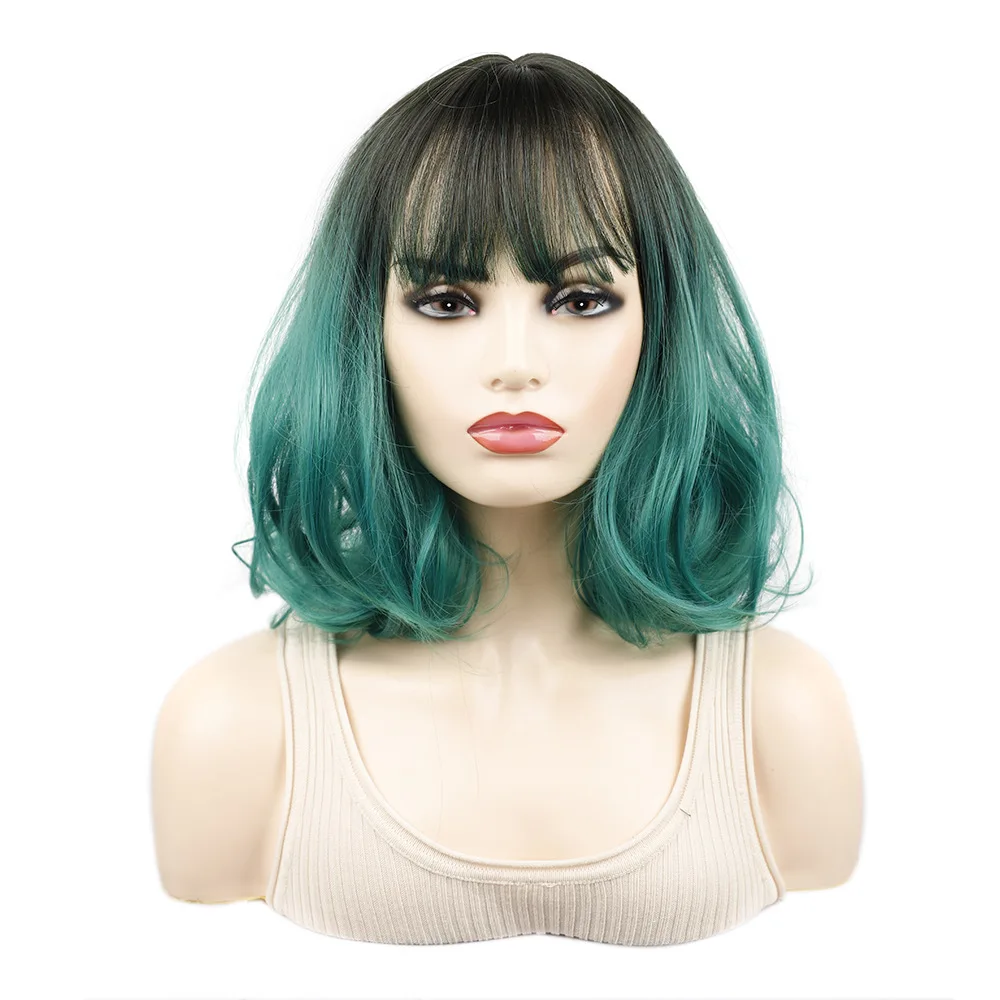 Black Dark Green Ombre Color Water Wave Wig Wavy Short Hair Drag Queen  Fashion Wigs For White Women - Synthetic Wigs(for White) - AliExpress