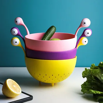 

Washing Colander Bowl Rice Washer Strainer Colanders for Cleaning Fruit Pasta Beans Kitchen Food Monster Vegetable Washing Bowl