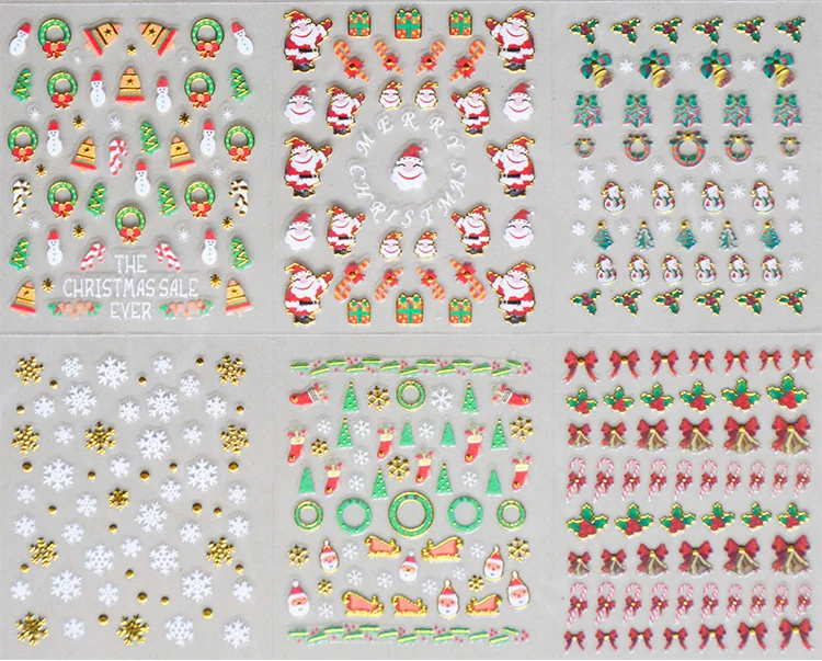 

Christmas Adhesive Nail Stickers 24 pcs Christmas Nail Wraps, Waterslide Full Nail Decals, Stickers, Snow or Christmas Garland