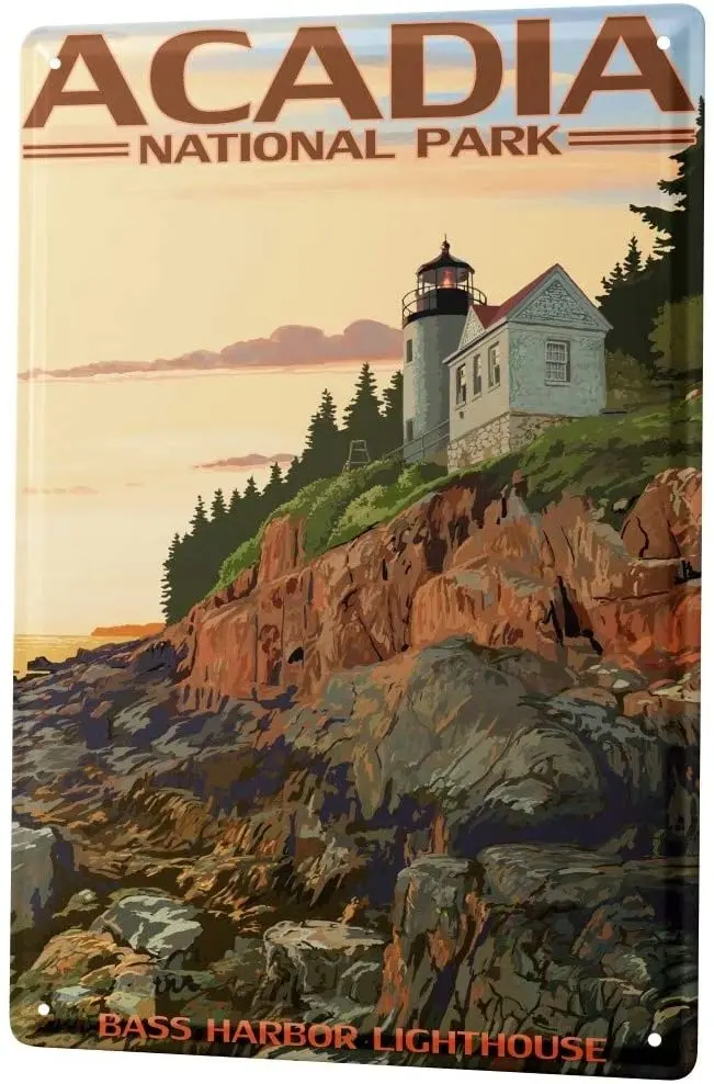

SINCE 2004 Tin Sign Metal Plate Decorative Sign Home Decor Plaques Globetrotter Acadia National Park