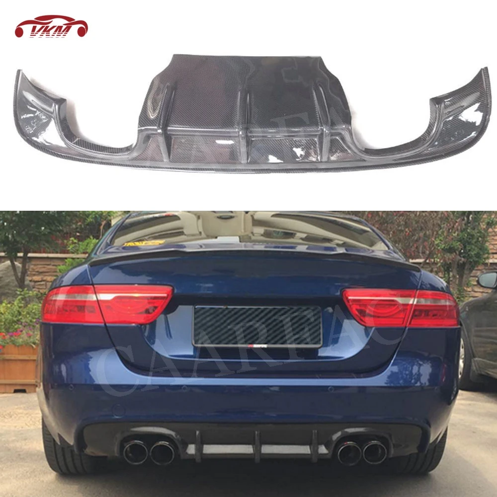 

Carbon Fiber Rear Diffuser Bumper Lip Spoiler For Jaguar XE Sedan 4-Door 2015 2016 2017 FRP Car Four Outlet Bumper Guard Plate